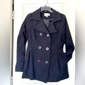 Fitted and Lined Black Pea Coat Sz. M